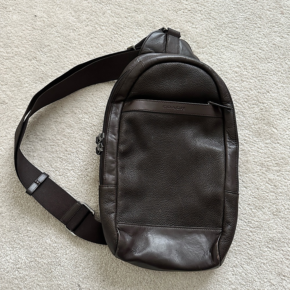 Coach Brown Leather Sling Backpack